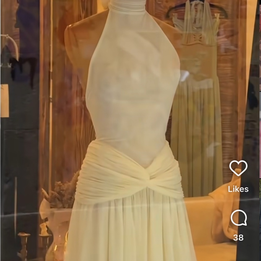 Uniqlo Cream Backless Halter Dress